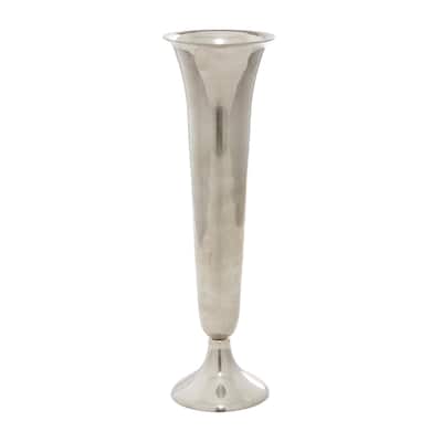 Aluminum Metal Fluted Decorative Vase - Silver - Roche River Decor