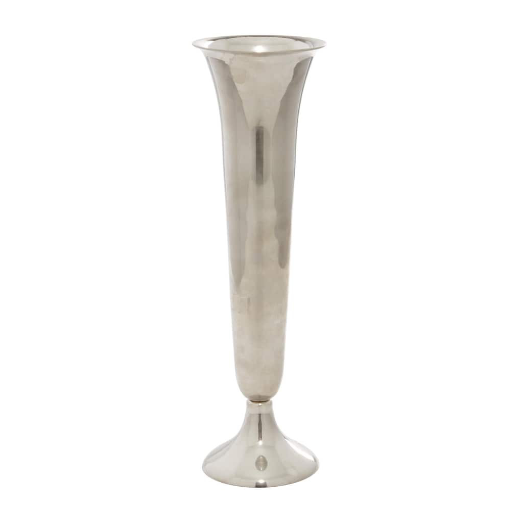 Aluminum Metal Fluted Decorative Vase - Silver - Roche River Decor