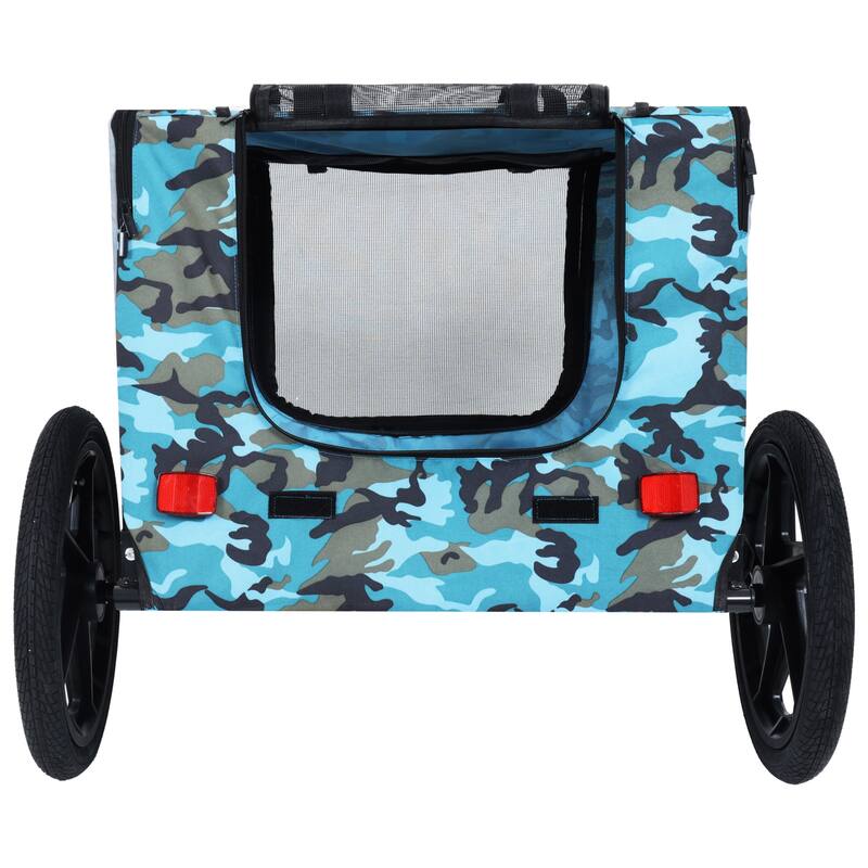Outdoor Collapsible Pet Bike Trailer With 16-Inch All-Terrain Wheels & Universal Hitch-Foldable Dog/Cargo Carrier Cart