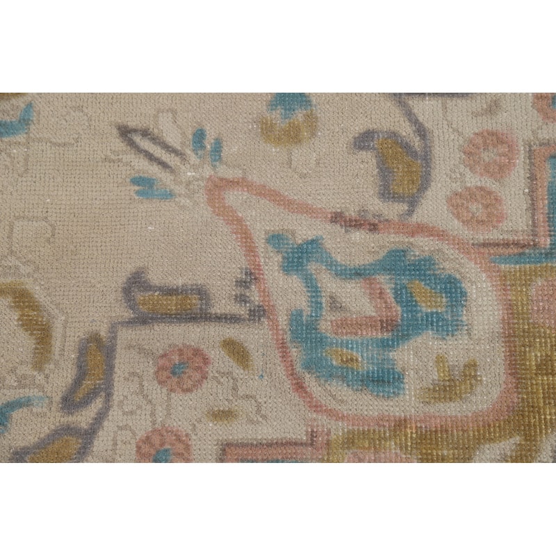 Hand Knotted Oriental 100% Wool Carpet Traditional Floral Beige & Ivories Tabriz Area Rug - 11' 6'' X 9' 7''