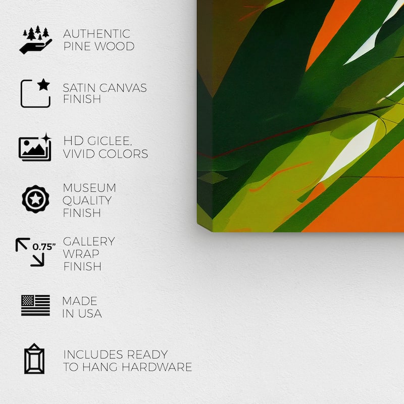 Wynwood Studio Canvas Floral and Botanical Tropical Abstraction Green and Pumpkin Tropical Wall Art Canvas Print - Green, Orange