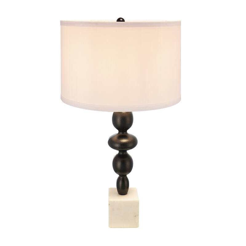 D15x29.5" Black and White Table Lamp with Round Four Tiered Body
