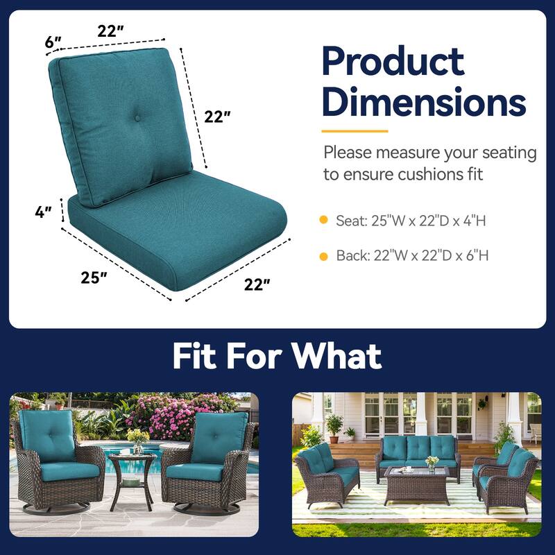 2 Pair Patio Soft Cushions for Outside