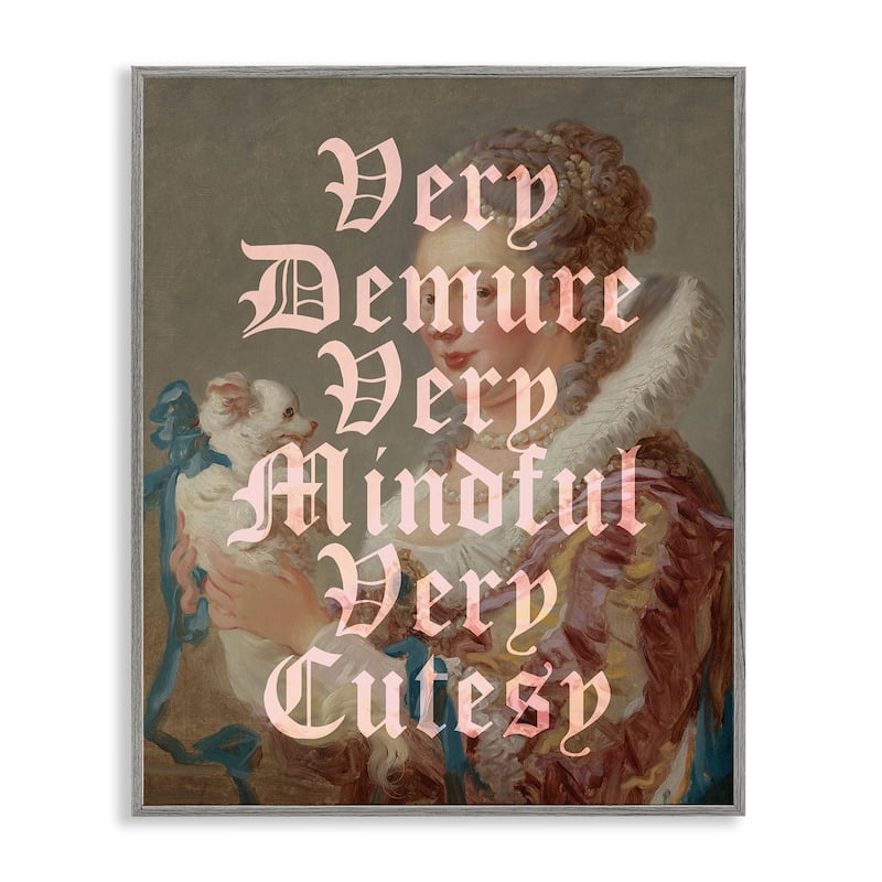 Stupell Vintage Demure & Mindful Framed Giclee Art Design By Lil' Rue - 11 x 14 - Grey