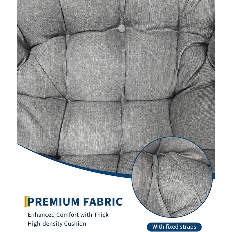 Patio Rocking Chair, Oversized Wicker Lounge Chair with Cushion,Patio Rattan Egg Rocker for Backyard