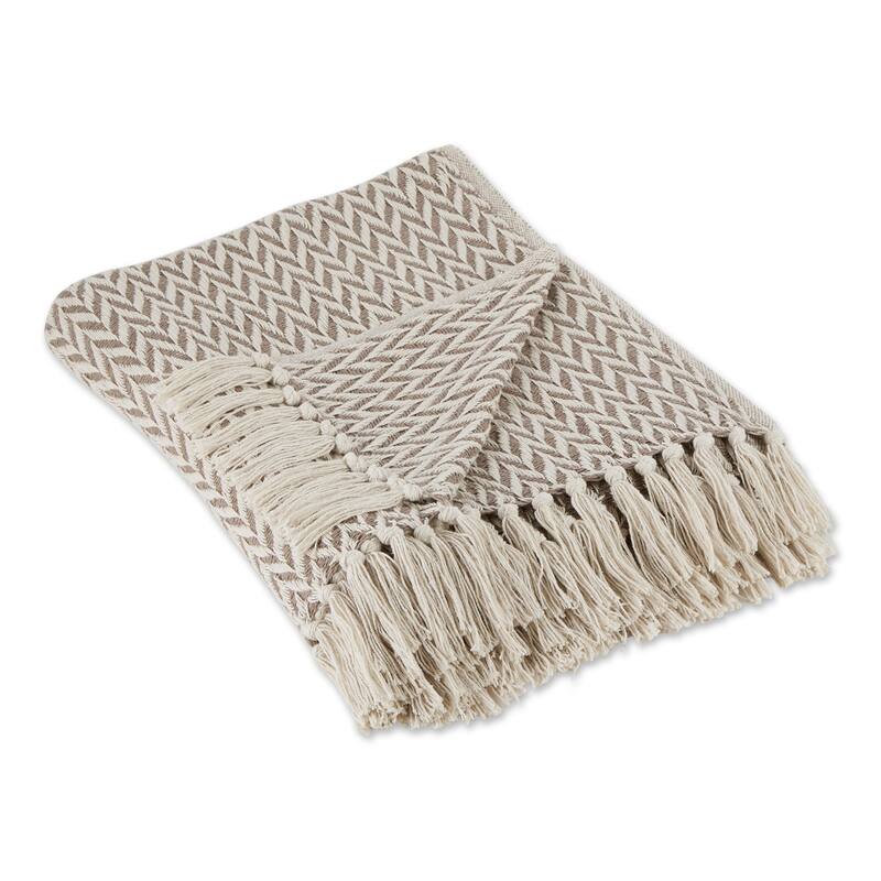 Stone Handloom Chevron Throw