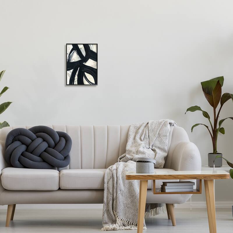 Stupell Dynamic Modern Black Paint Strokes Bold Abstract Framed Wall Art, Design by Susan Jill