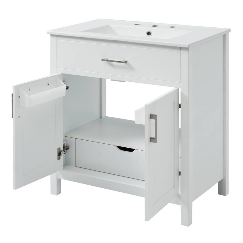 30-Inch Bathroom Vanity with Ceramic Sink and Ample Storage