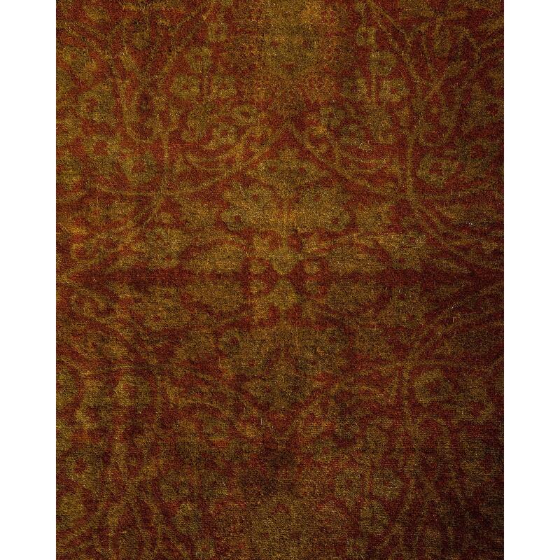 Overton Hand Knotted Wool Vintage Inspired Modern Contemporary Overdyed Brown Runner Rug - 2' 7" x 12' 3"