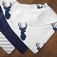 preview thumbnail 5 of 4, Woodland Deer Collection Fabric Bandana Baby Bibs (3 Pack Set) - Navy Blue and White Forest Animal Stag Antler