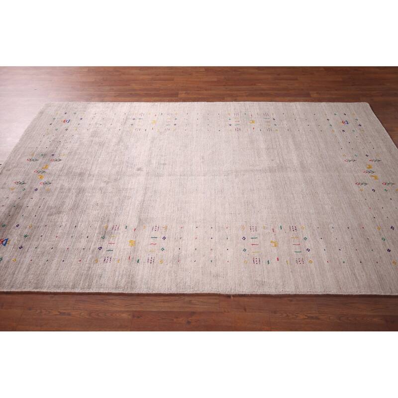 Gabbeh Indian Area Rug Hand-Knotted Beige Wool Carpet - 4'9"x 7'9"