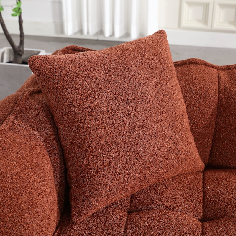 Chenille Bean Bag Sofa w2 Pillows Upholstered Loveseat, Deep Seat Sofa for Living Room Sleeper Recliner Sofa Couch