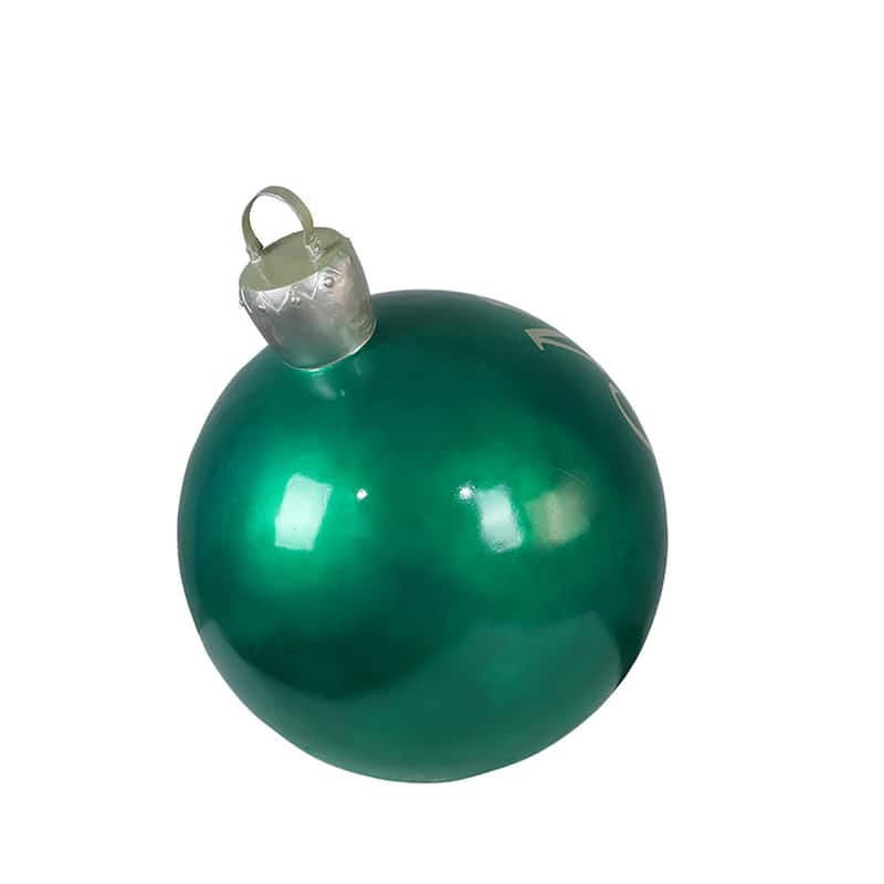 Outdoor Merry Christmas Commercial Ball Ornament Decoration - 26" - Green and Silver