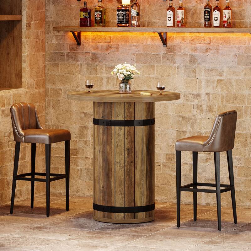 Round Bar Table, Bistro Pub Table for Kitchen (Only Table)