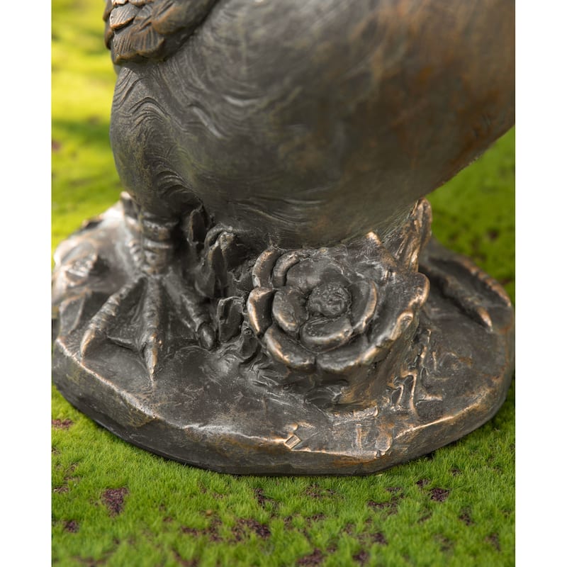 Glitzhome 20"H MGO Faux Bronze / White Goose Garden Statue