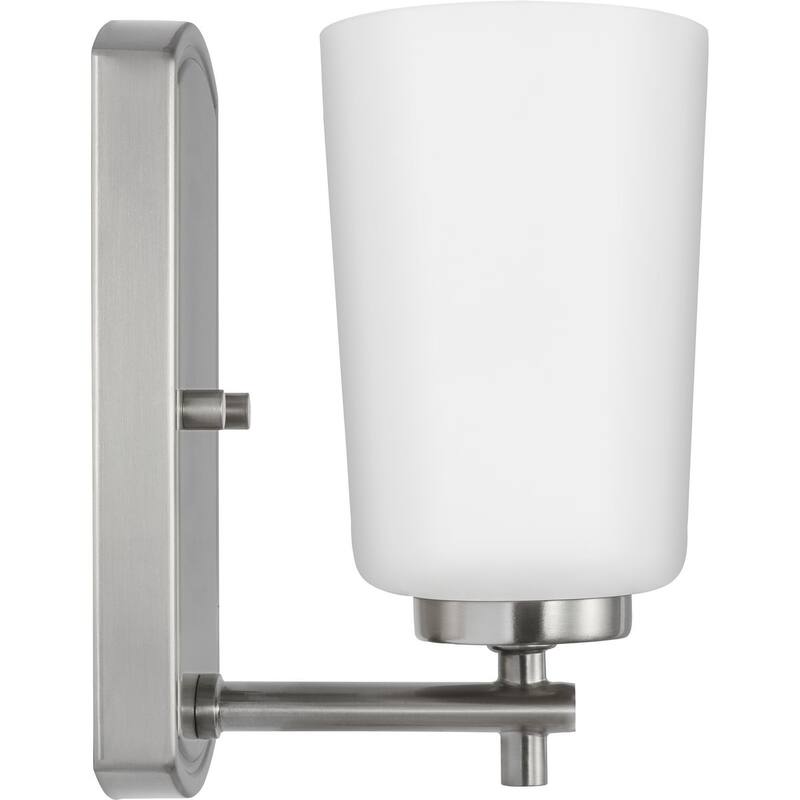 Adley Collection One-Light Brushed Nickel Etched Opal Glass New Traditional Bath Vanity Light - 4.5 in x 6 in x 7.75 in