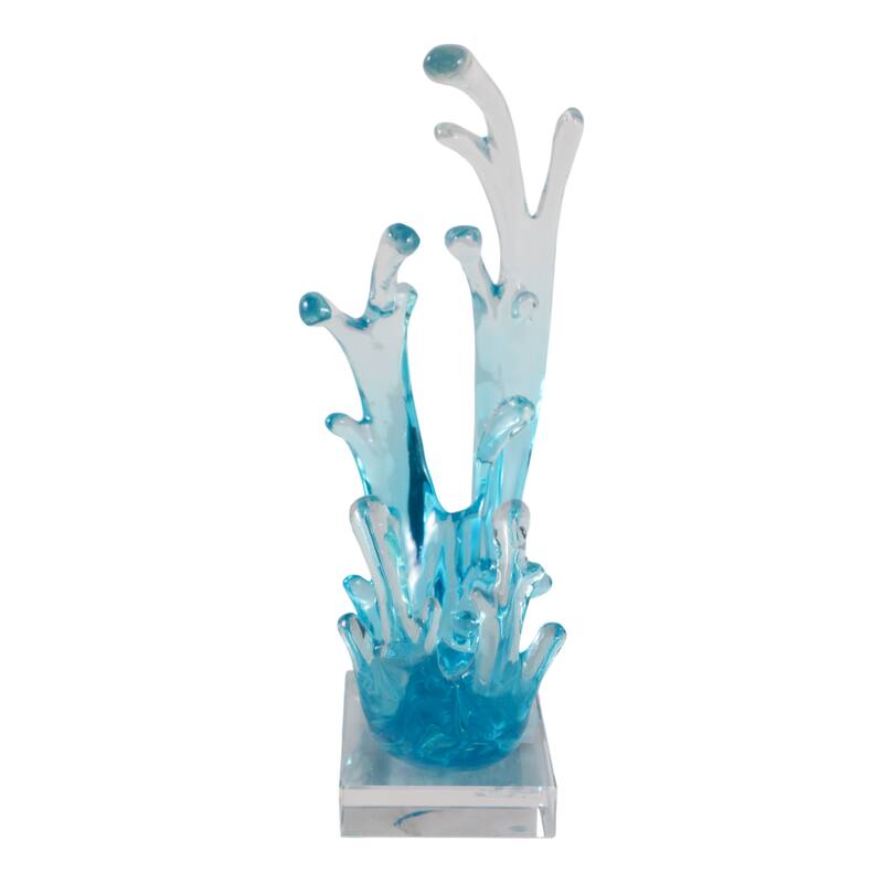 Resin Sculpture Wave Abstract Modern Decorative Object - 11" Blue - 8.75" x 4.25" x 10.5"