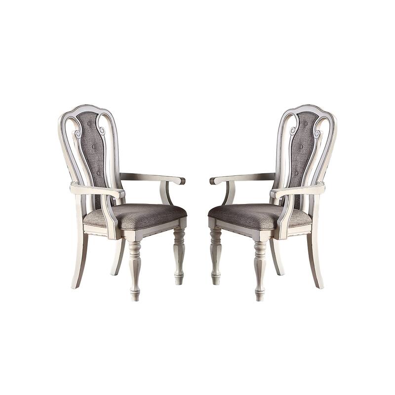 Fabric Upholstery Arm Chairs, Set of 2 - Cream