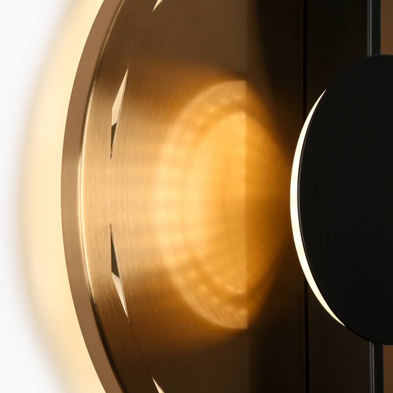 Modern Farmhouse 1-Light LED Gold Black Wall Sconces Bathroom Vanity Lights - D12.6" x H18.5"