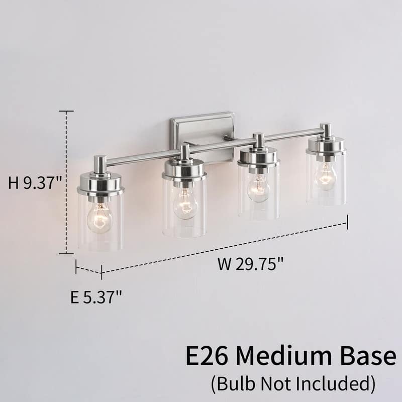 KAWOTI 4-light Modern Bathroom Vanity Light with Cylinder glass