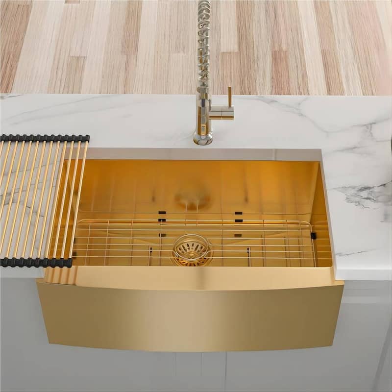 30 in 33 in 36 in Gold Farmhouse Sink 16 gauge Apron Front Kitchen Sink