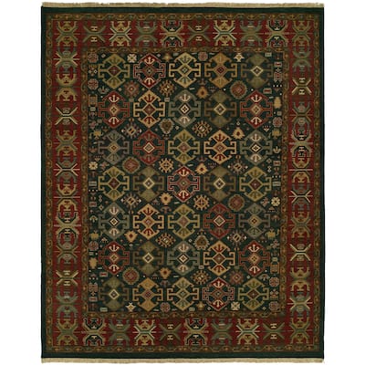 Traditional Multi-Colored Flatweave Wool Area Rug