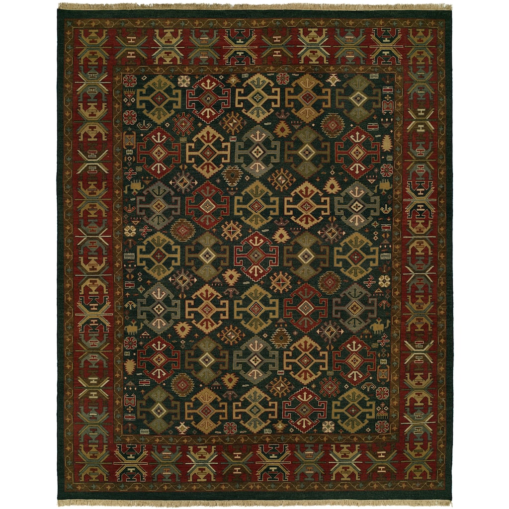 Traditional Multi-Colored Flatweave Wool Area Rug