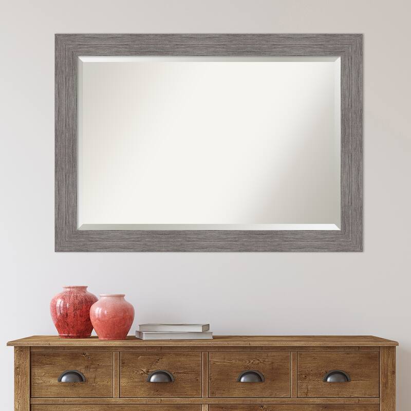 Beveled Bathroom Wall Mirror - Pinstripe Frame