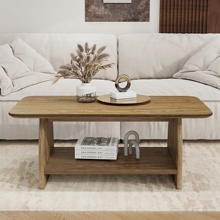 Double-Layer Coffee Table,Rounded Corners,for Elegant and Functional ...