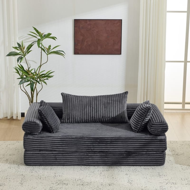 Modern King Size Convertible Sleeper Sofa Stackable Corduroy Sofa Bed