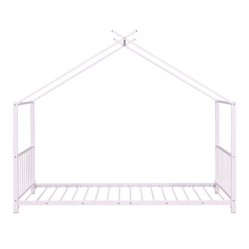 Twin Size Metal House Platform Bed with Legs