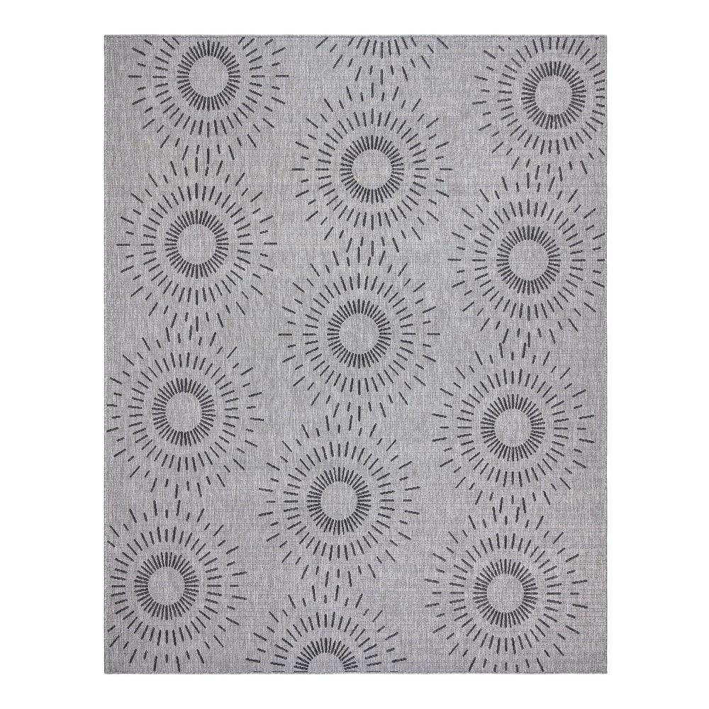 Gertmenian Tropea Tiaret Indoor Outdoor Flatweave Rug, Boho Sunburst Design