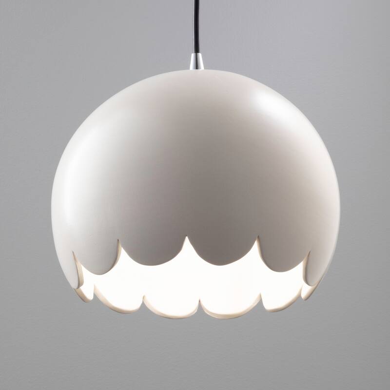 Justice Design Group Radiance Polished Chrome Scallop Ceramic Pendant