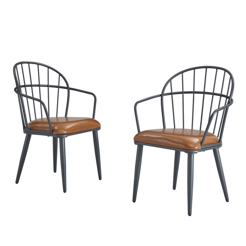 Indoor Upholstered Dining Chair With Metal Legs (Set of 2)