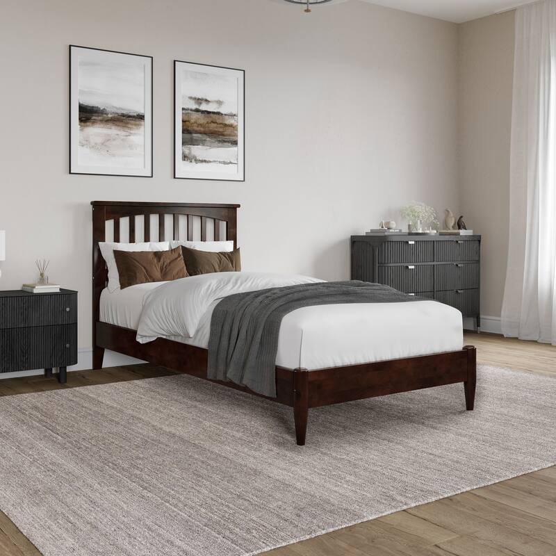 Becket Solid Wood Low Profile Platform Bed - Walnut - Twin XL