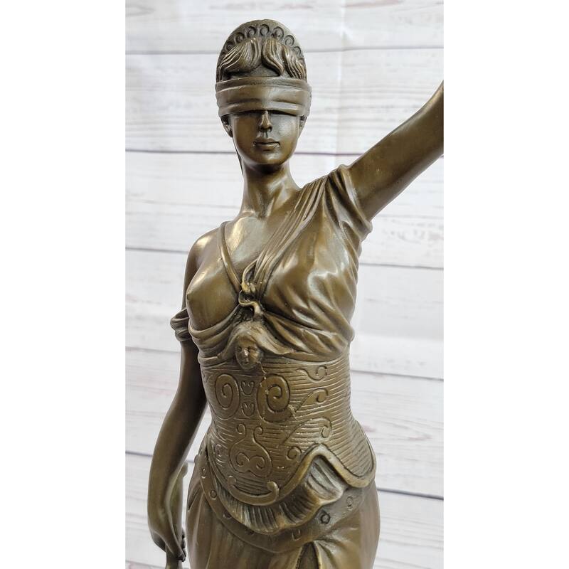 Bronze Scale Of Justice Blind Justice Sculpture Statue Clical Figurine 18 Inches Nr