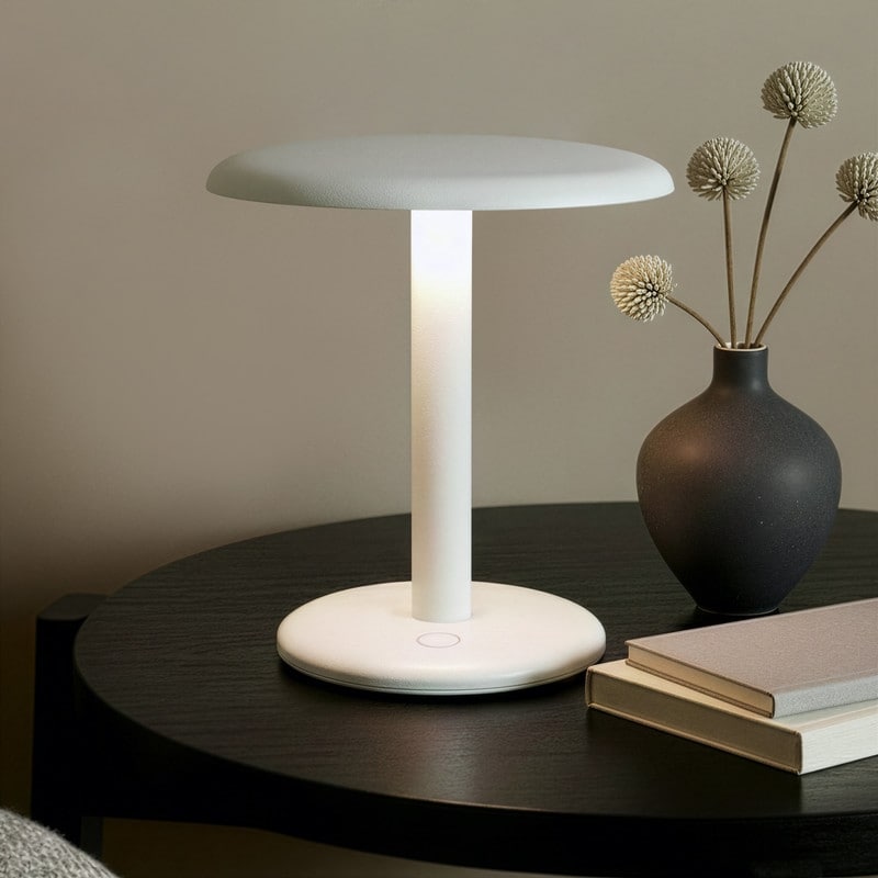 Brightech Zeno 7.2 in. Ivory Cream Industrial Dimmable and Color Adjustable Integrated LED Portable Rechargeable Table Desk Lamp