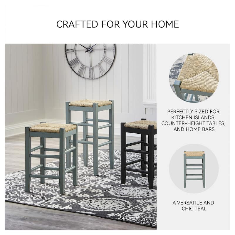 Ashley Furniture Mirimyn Teal Stool (Set of 2) - 15"W x 15"D x 24"H