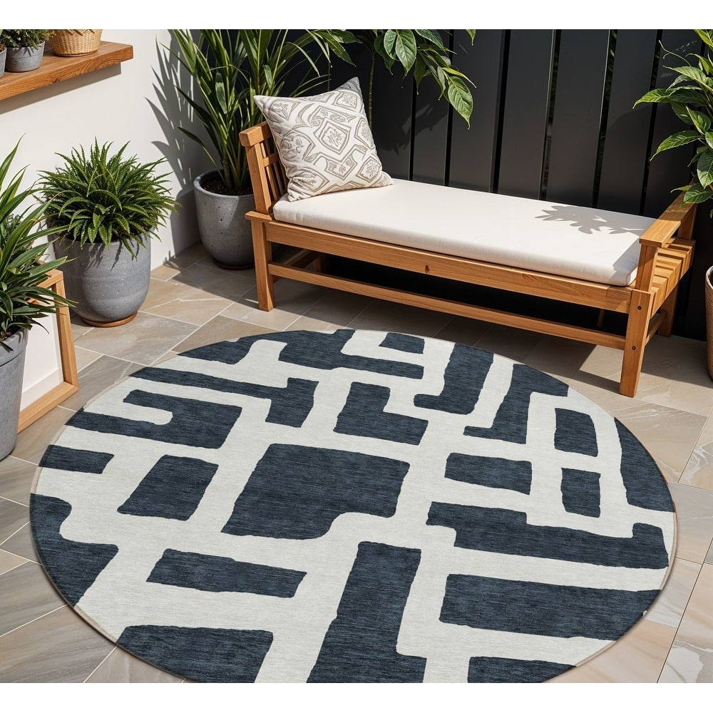 HomeRoots Abstract Transitional Rectangle Outdoor Rug
