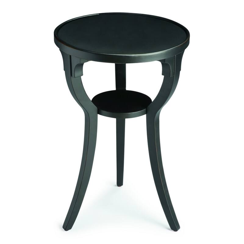 HomeRoots 24" Black Manufactured Wood Round End Table With Shelf - 15.75' X '24.25' X '15.75