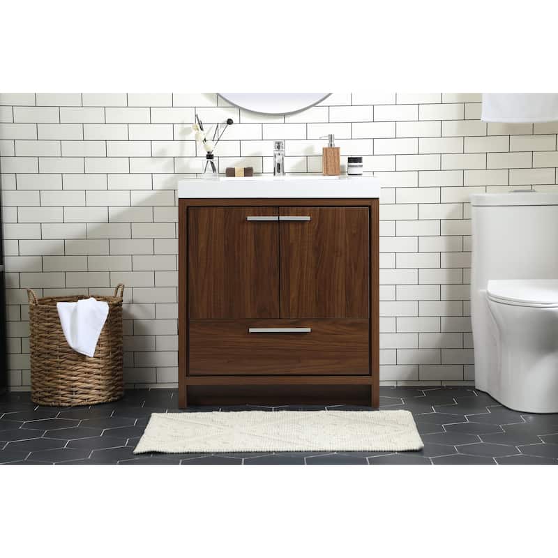 Line 24 - 30 Inch Single Bathroom Vanity - 30 Inches - Walnut