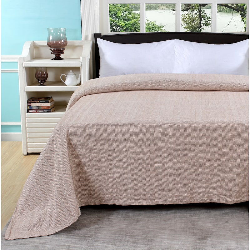 Soft and Cozy Herringbone Stripe Weave Cotton Blanket