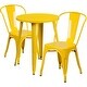 preview thumbnail 1 of 2, Offex Commercial 24" Round Yellow Metal Table Set with 2 Cafe Chairs - 24"W x 24"D x 29"H