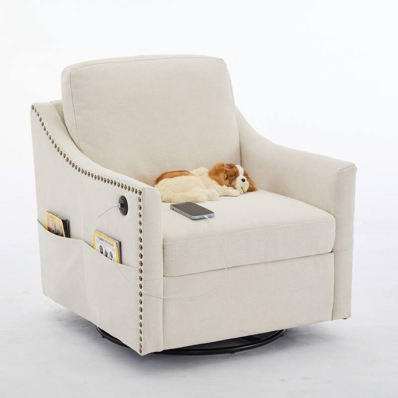 30.3" Accent Chair with USB and Side Pocket