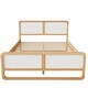 preview thumbnail 6 of 6, Queen Size Solid Wood Platform Bed with White Headboard, Modern Design, No Box Spring Required