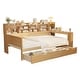 preview thumbnail 1 of 11, Twin Wooden Daybed with Storage Shelves, Multi-functional Bed with Two Storage Drawers and Study Desk Natural - Twin