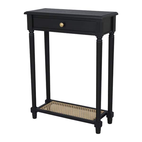Lenora 1-drawer Solid Wood Console Accent Table with Cane Shelf by East at Main