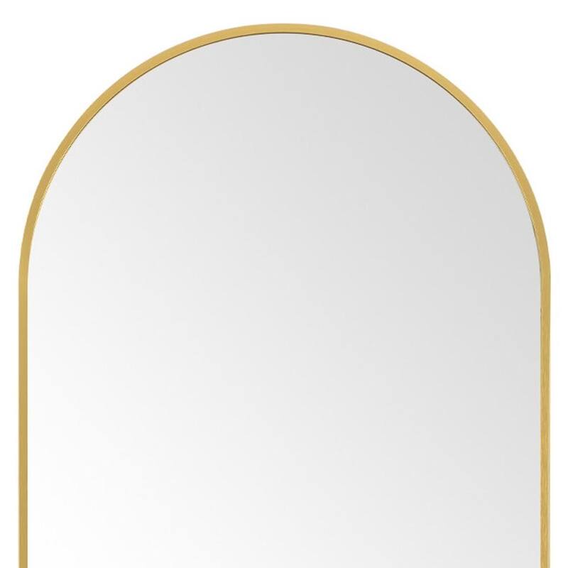 HomeRoots 64" Gold Metal Arch Freestanding Framed Standing Mirror - 21.00 in. x 64.00 in. x 0.80 in.