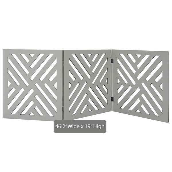 Shop Etna 3 Panel Lattice Design Wooden Pet Gate Freestanding Tri Fold Dog Fence For Doorways Stairs Indoor Outdoor Pet Barrier Overstock 28119199