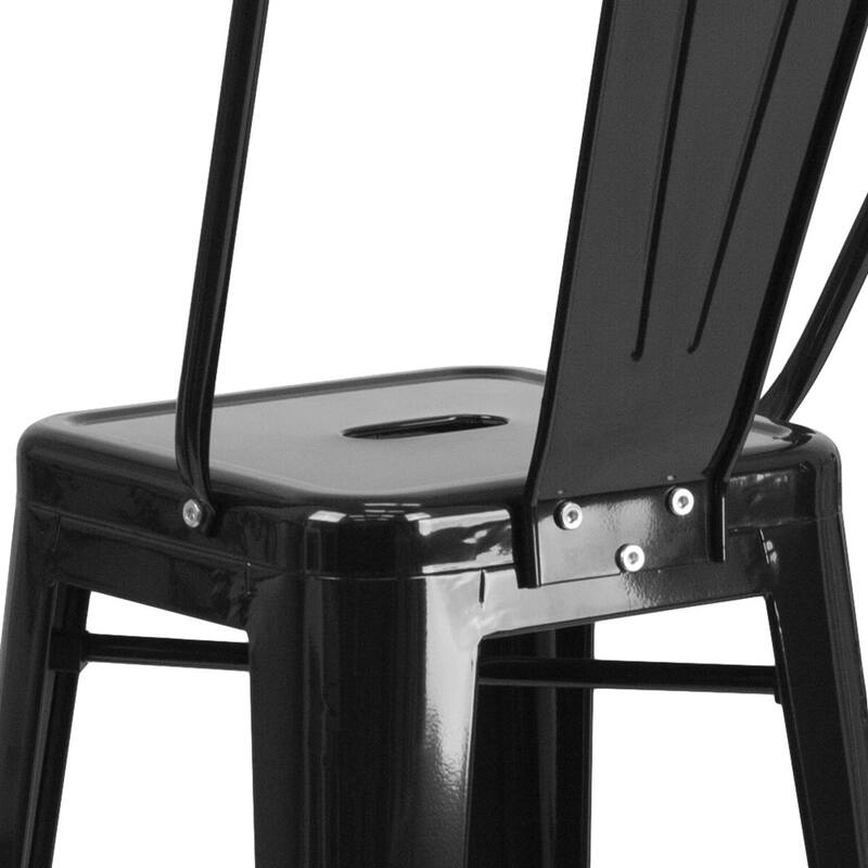 30'' High Metal Indoor-Outdoor Barstool with Back